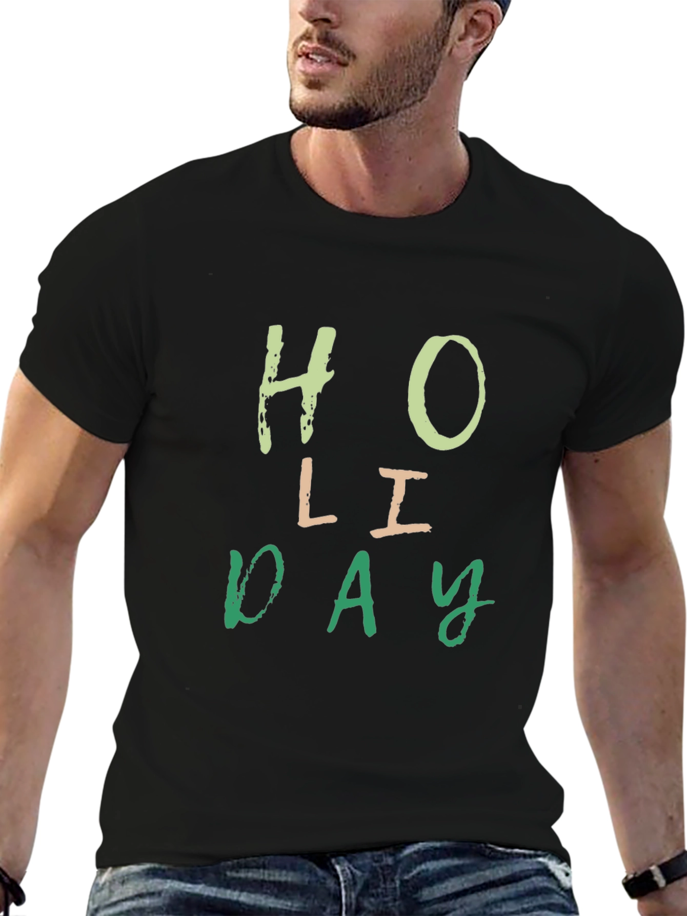 Holiday Graphic T-Shirt - Black Cotton Tee