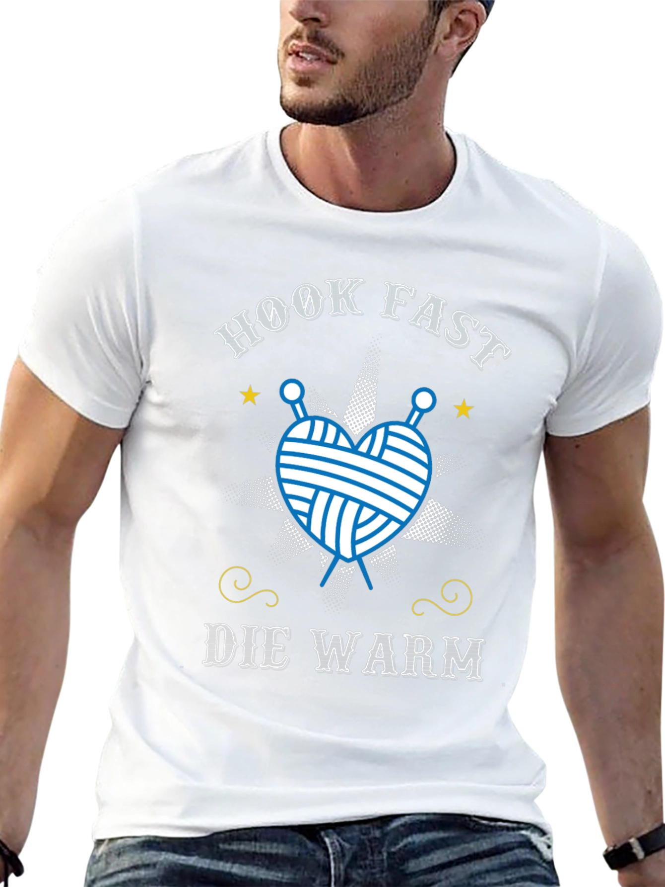 Hook Fast Die Warm T-Shirt - Knitting Lover Tee