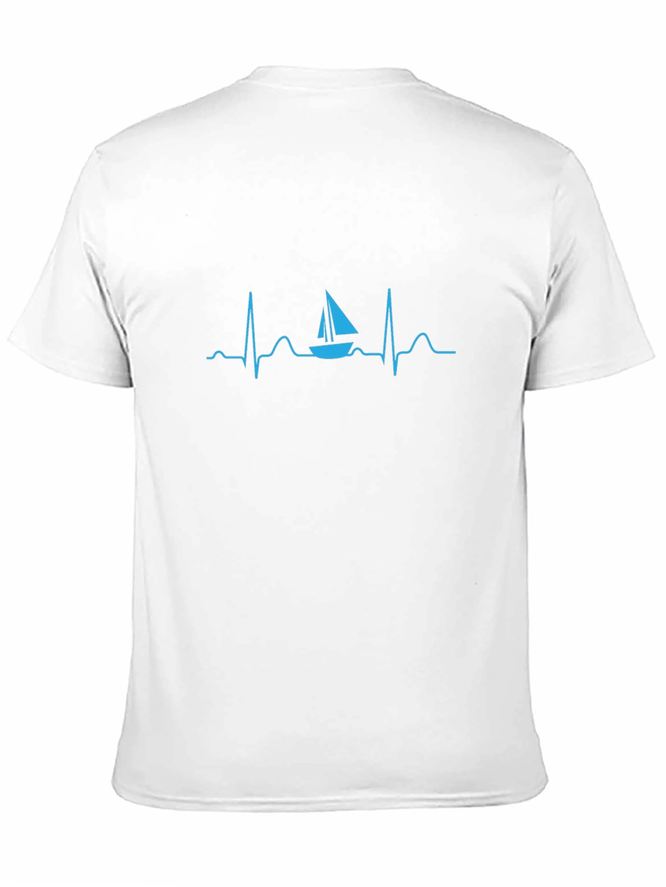 Sailboat Heartbeat Graphic Tee - Black Cotton T-Shirt