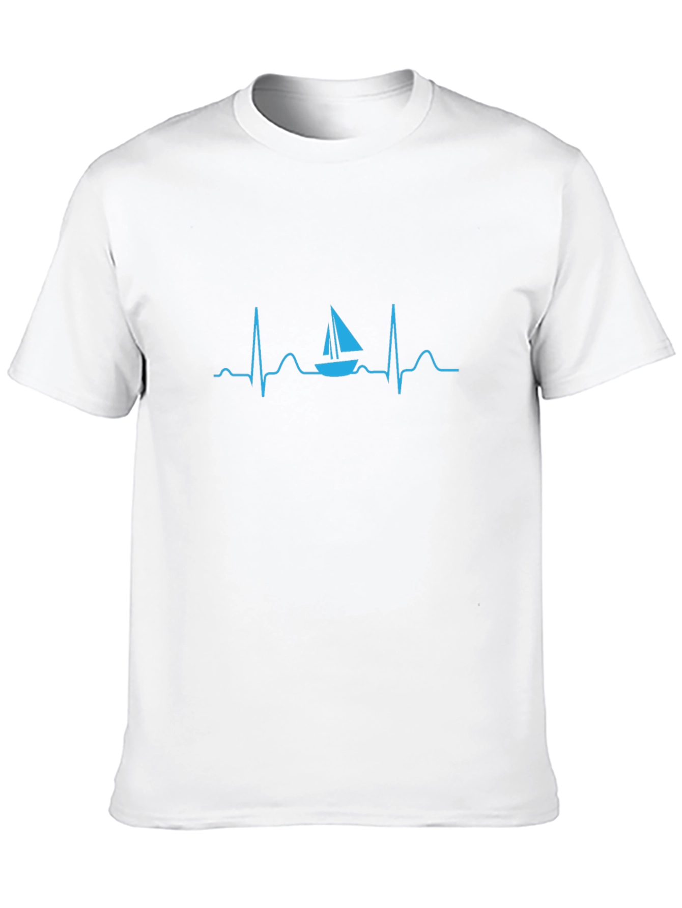 Sailboat Heartbeat Graphic Tee - Black Cotton T-Shirt