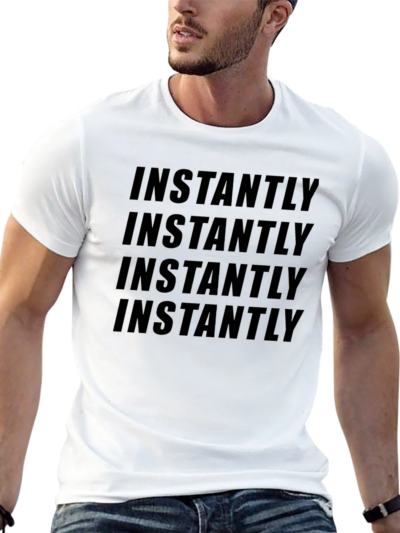 Instantly Graphic Tee - Soft Cotton Blend Casual Style