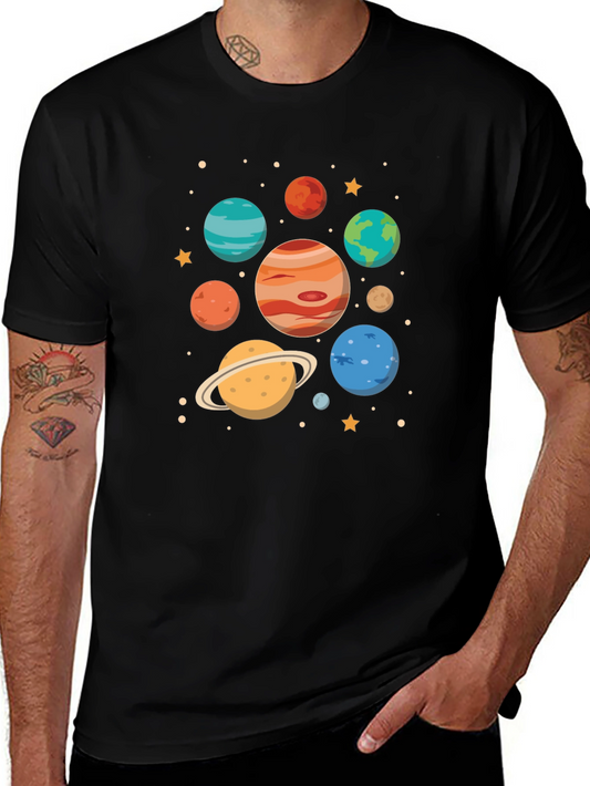 Cosmic Planets Graphic Tee - Black