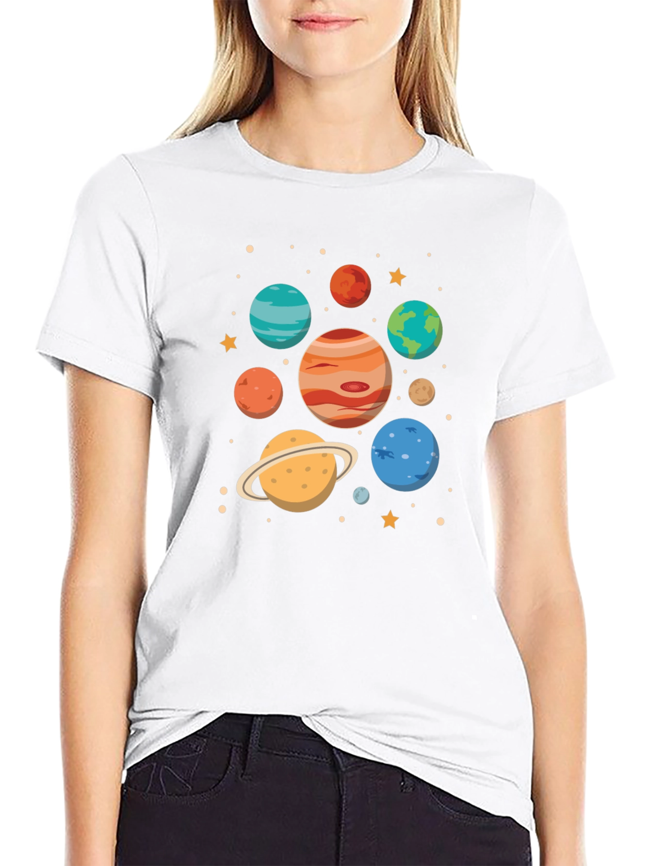 Cosmic Planets Graphic Tee - Black