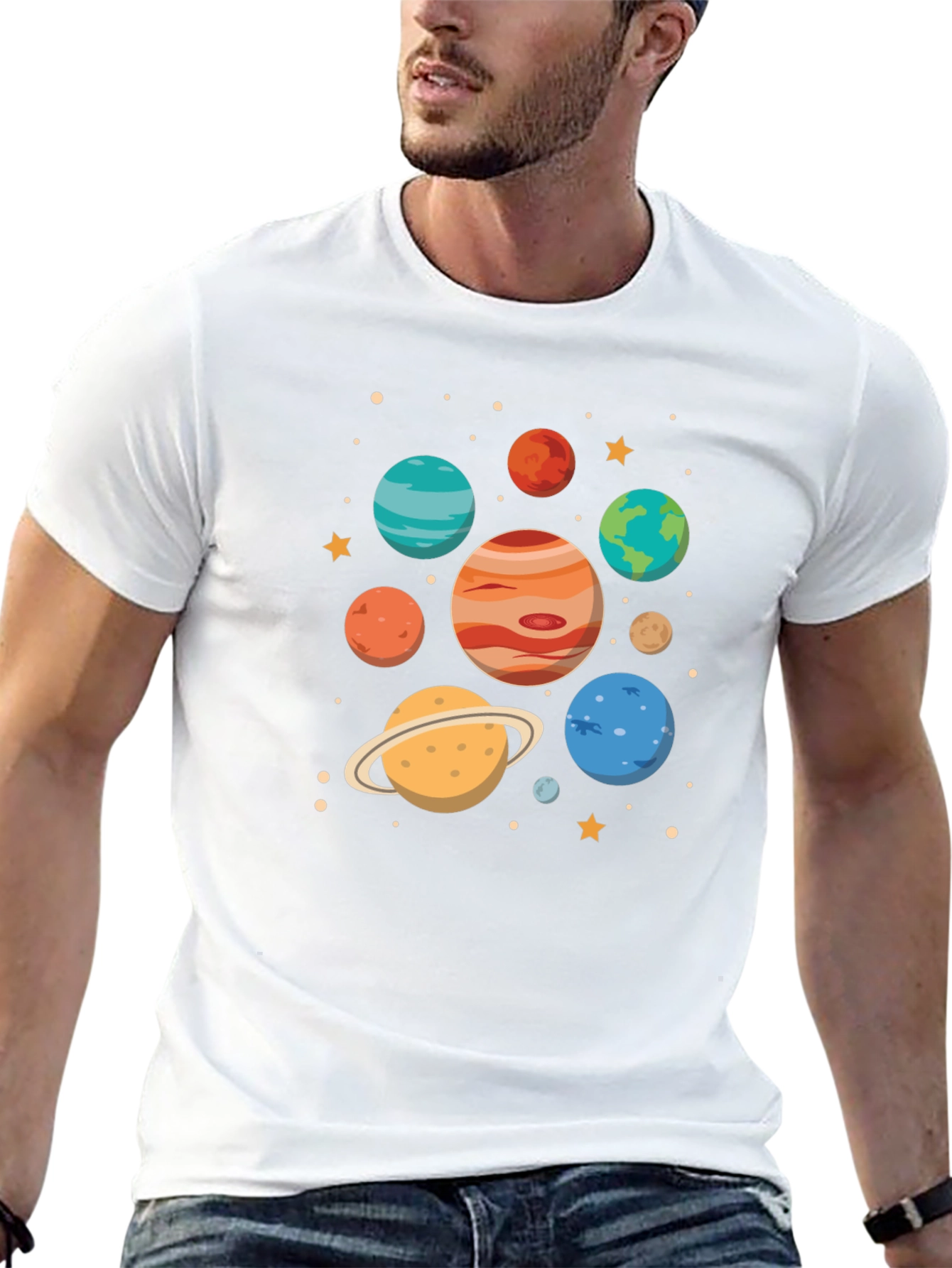 Cosmic Planets Graphic Tee - Black