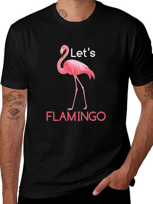 Lets Flamingo Black T-Shirt