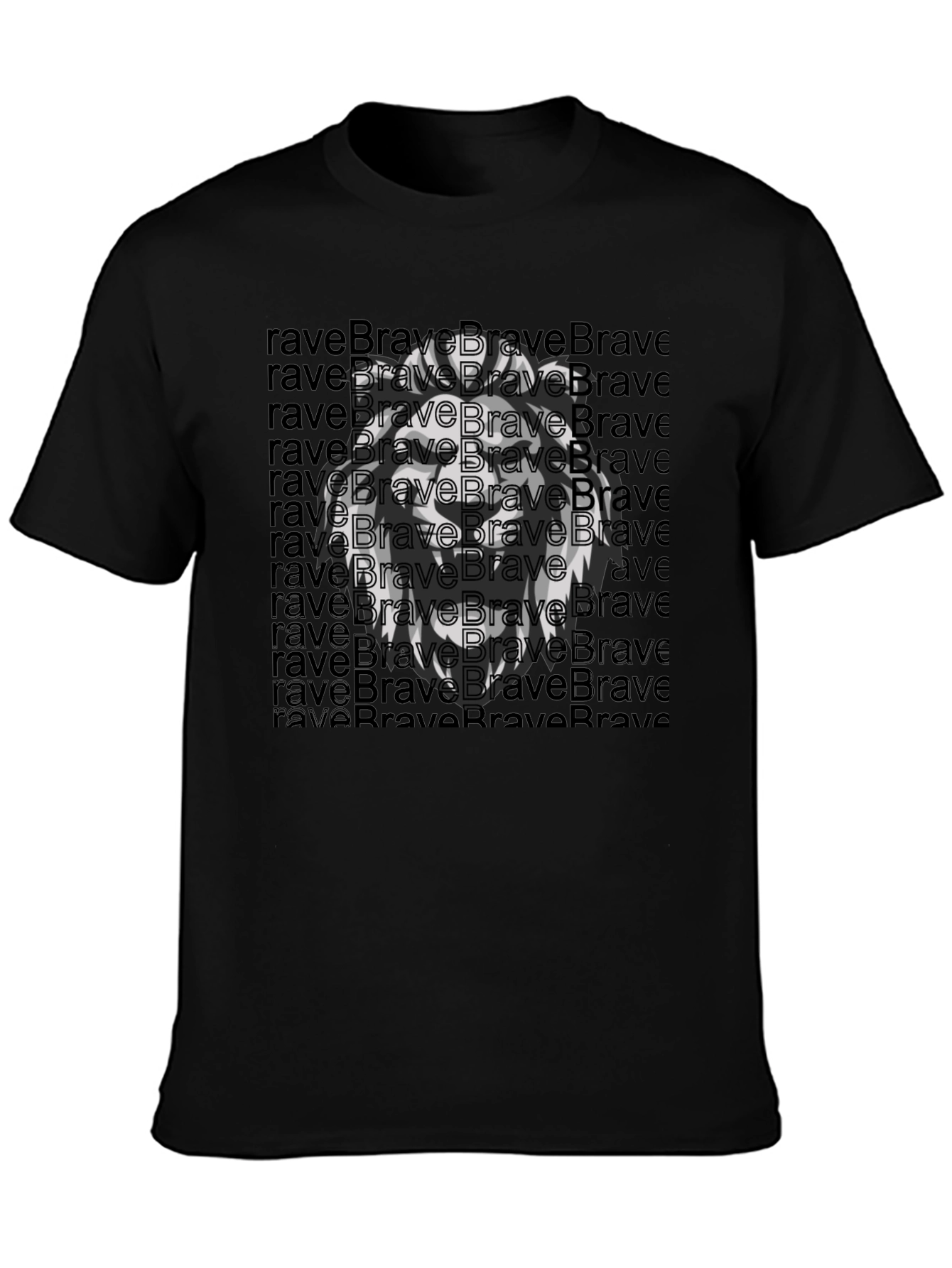 Brave Lion Graphic Tee - Black Cotton T-Shirt