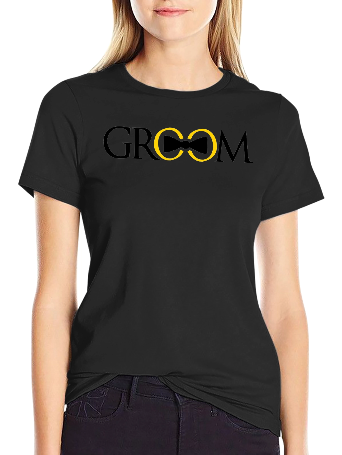 Groom Bowtie Graphic T-Shirt - Black