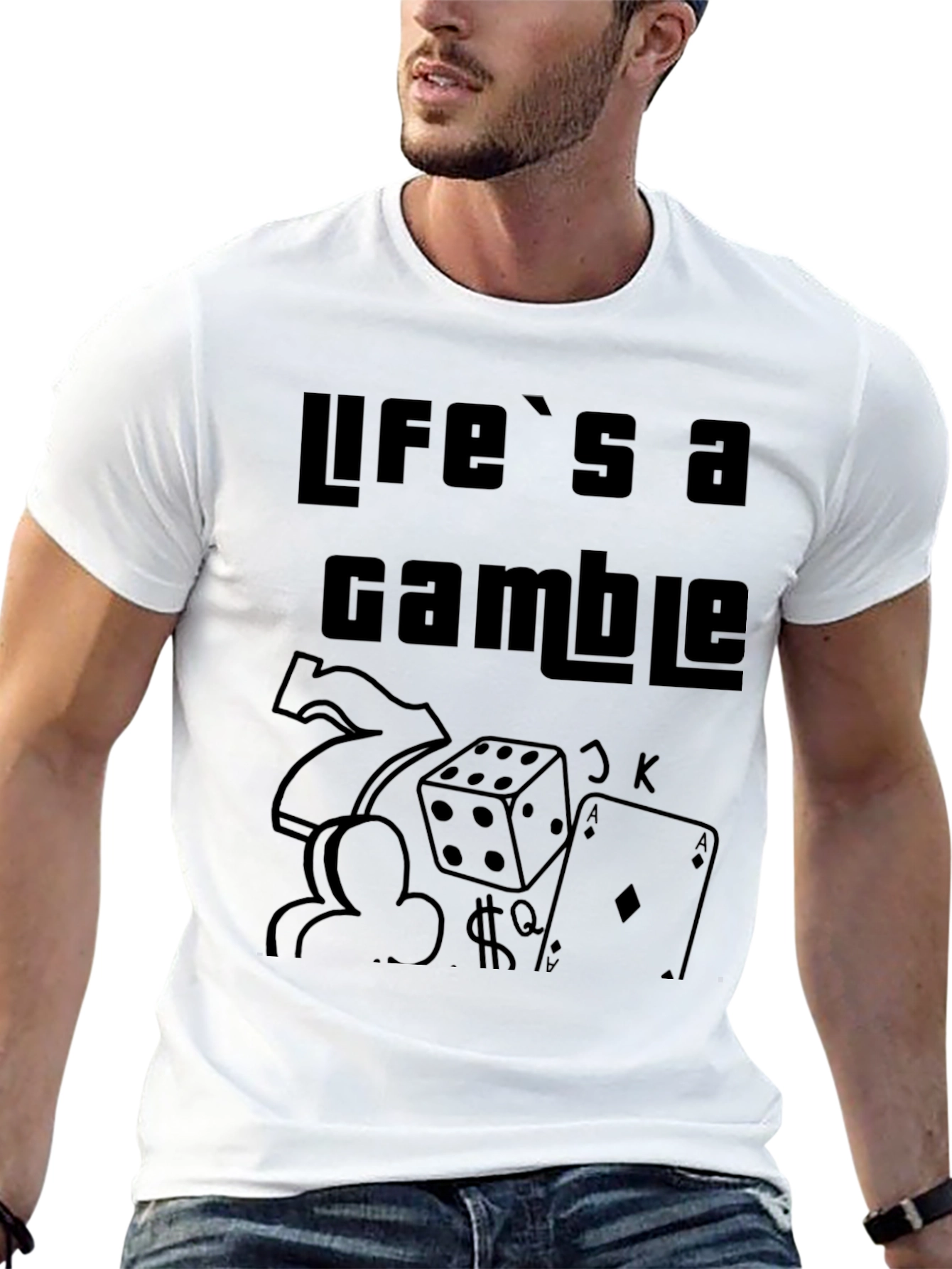 Lifes a Gamble Graphic Print Mens Tee