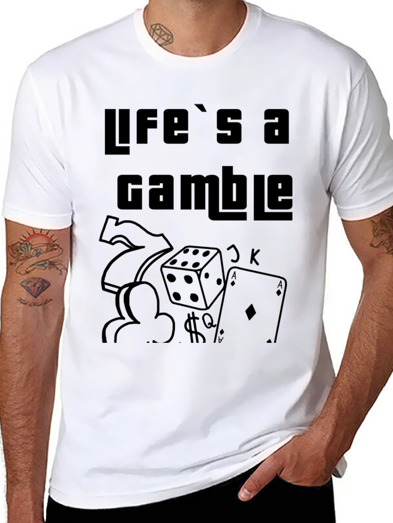 Lifes a Gamble Graphic Print Mens Tee
