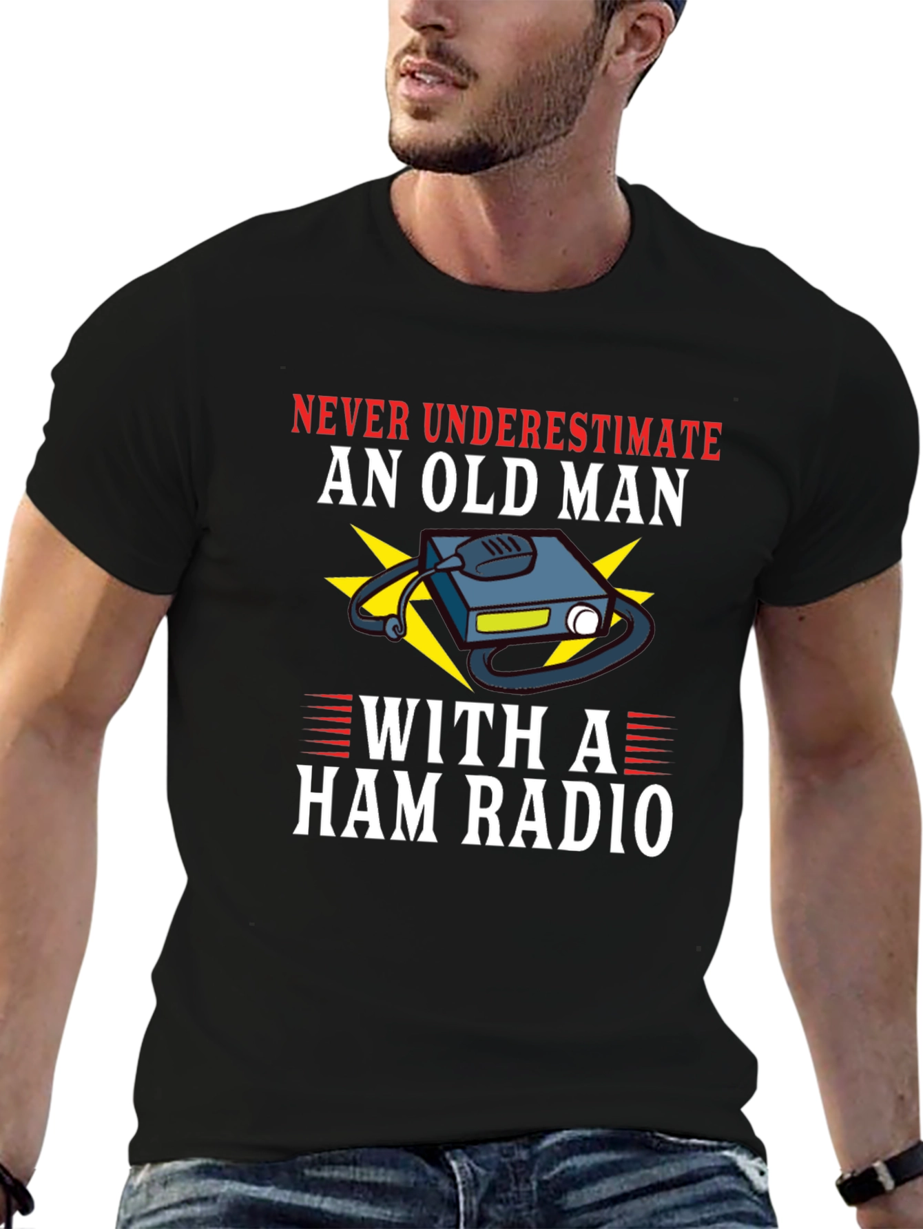 Never Underestimate Ham Radio Old Man T-Shirt
