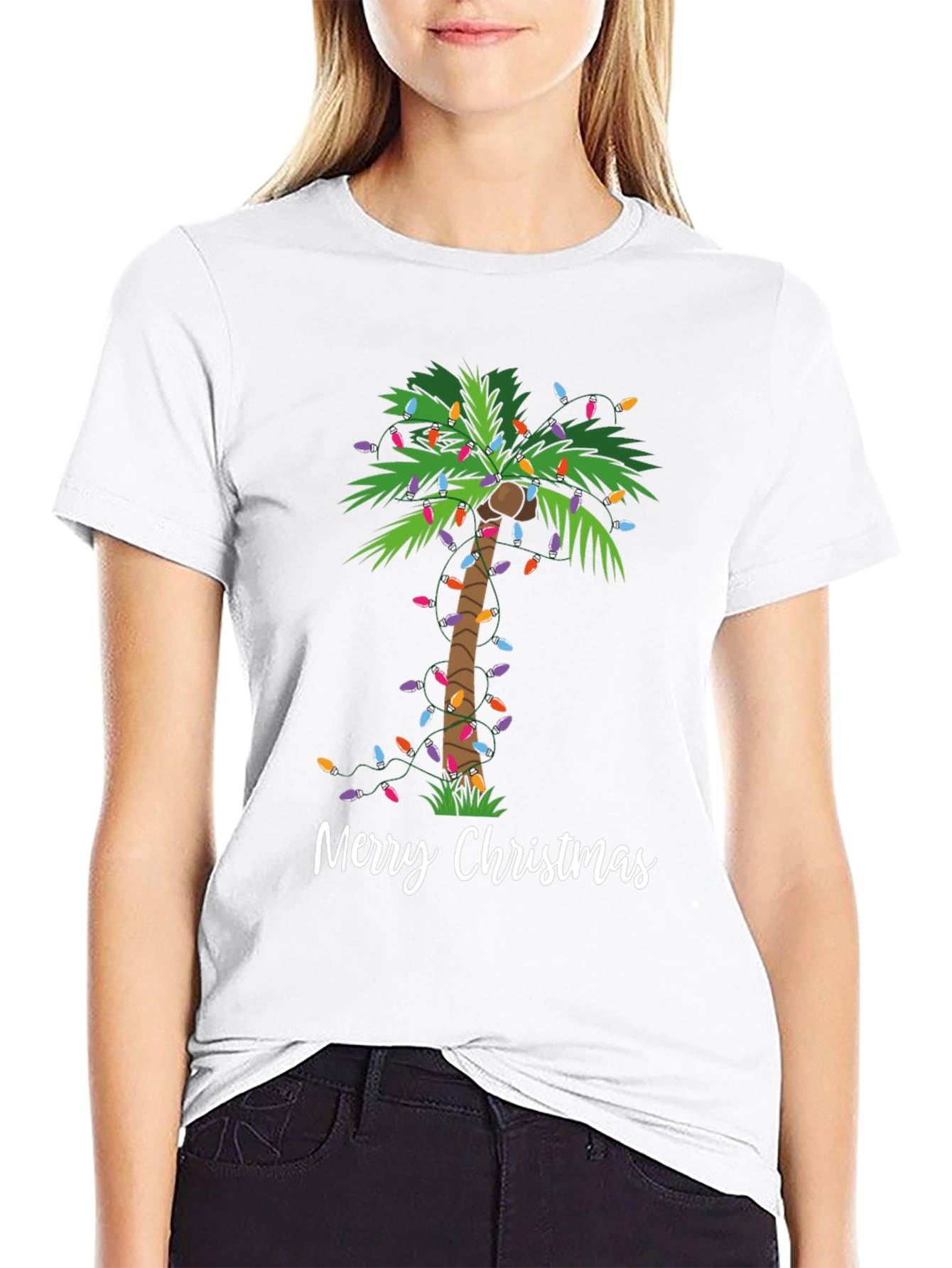 Festive Christmas Palm Tree Graphic Tee