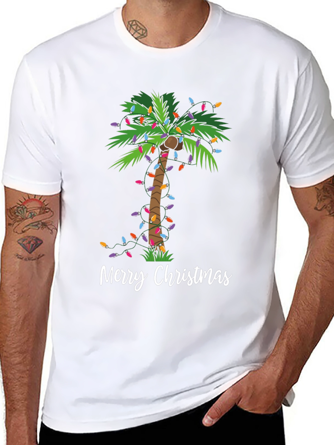 Festive Christmas Palm Tree Graphic Tee