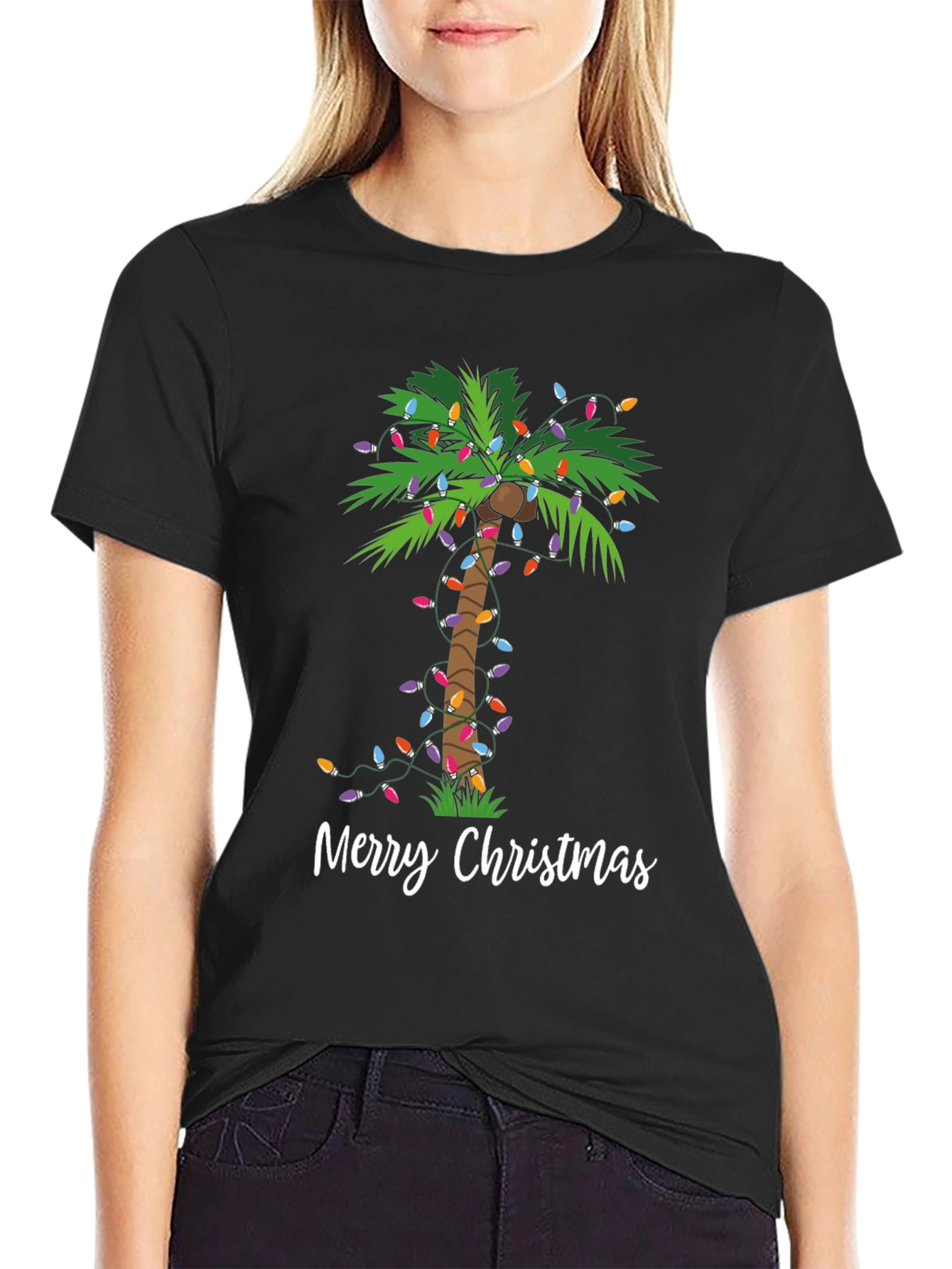 Festive Christmas Palm Tree Graphic Tee