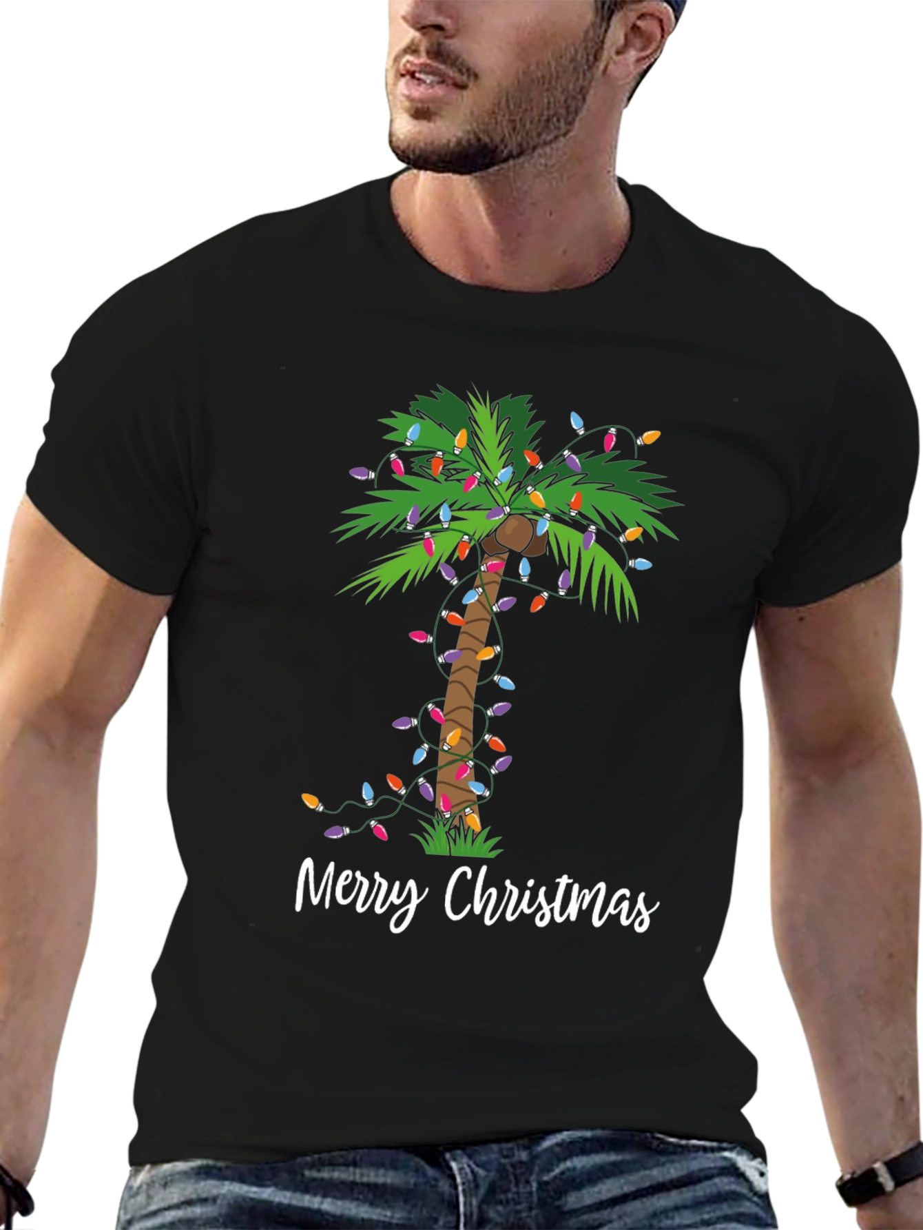 Festive Christmas Palm Tree Graphic Tee