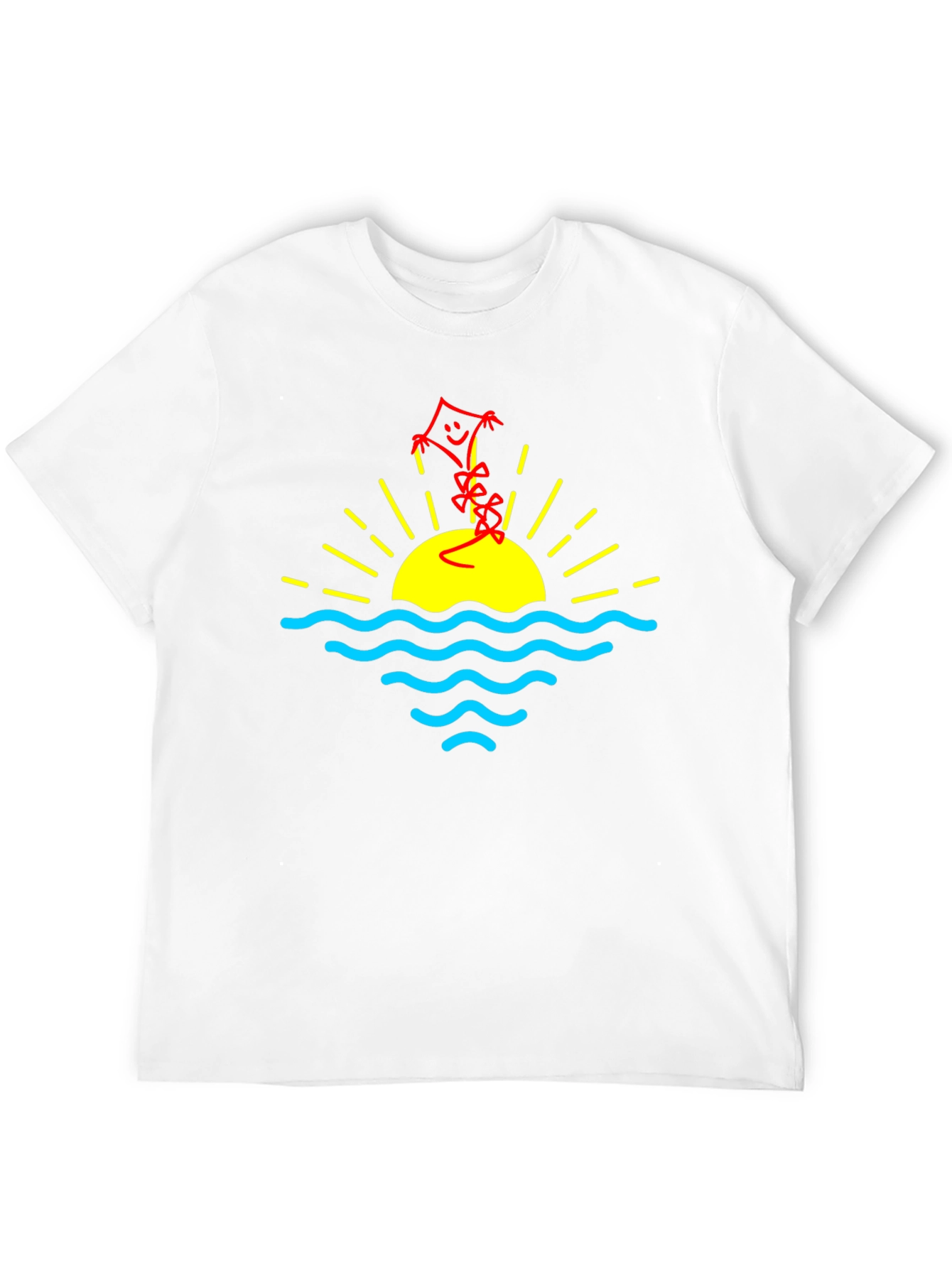 Sunset Kite Graphic Tee - Black Cotton Casual T-Shirt