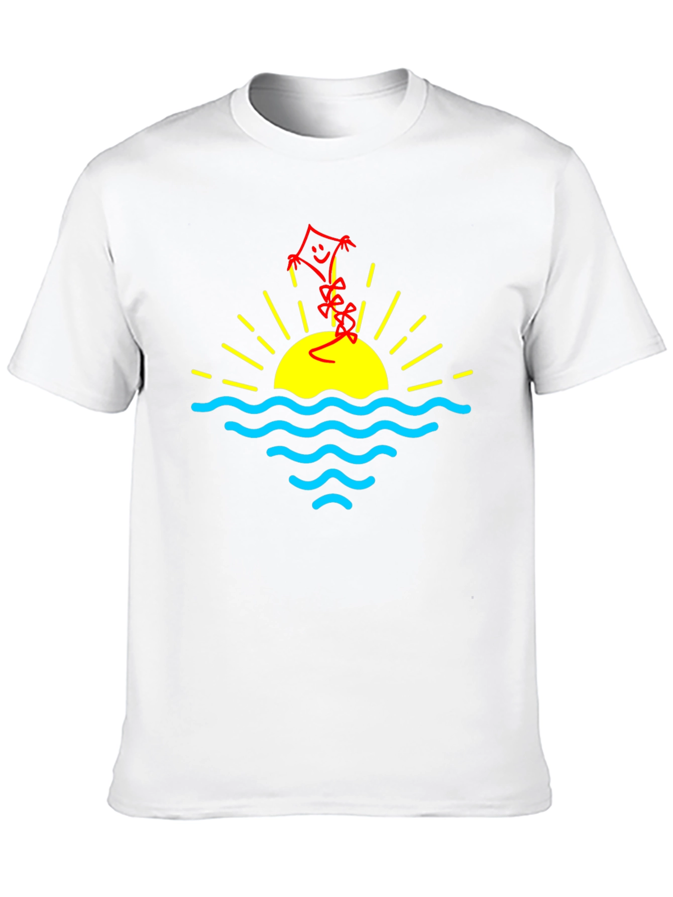 Sunset Kite Graphic Tee - Black Cotton Casual T-Shirt