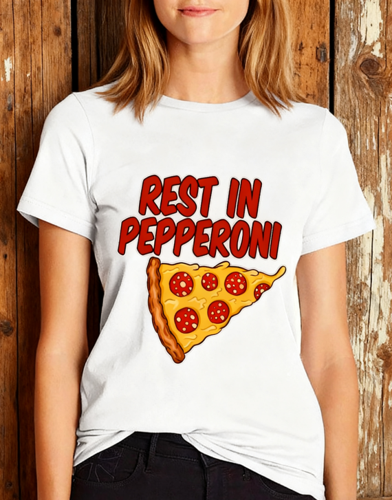 Chic Pizza Print Black T-shirt