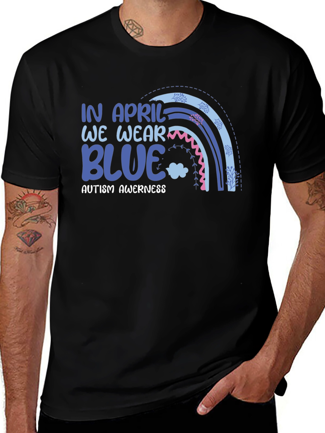 Autism Awareness Rainbow Blue T-Shirt