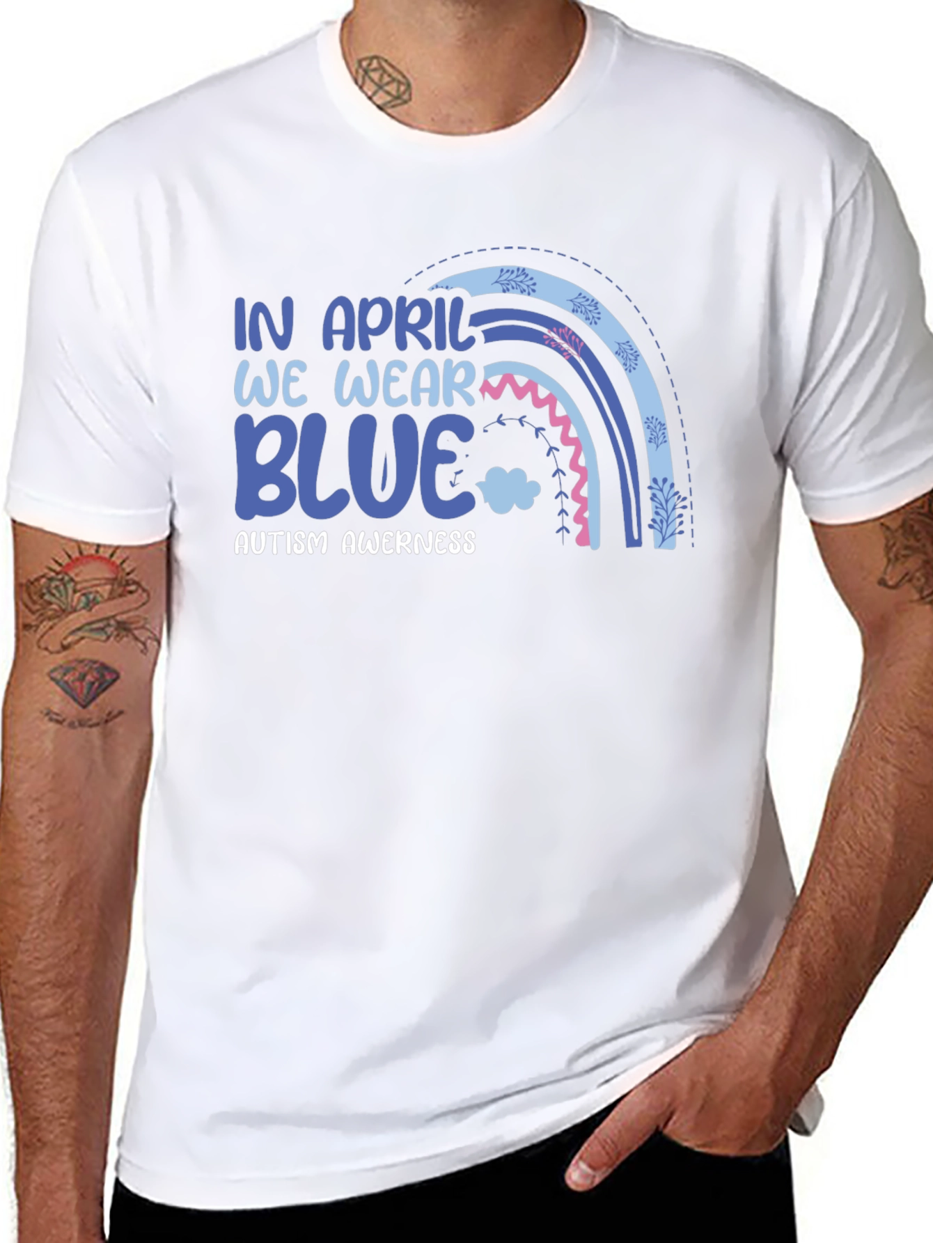 Autism Awareness Rainbow Blue T-Shirt