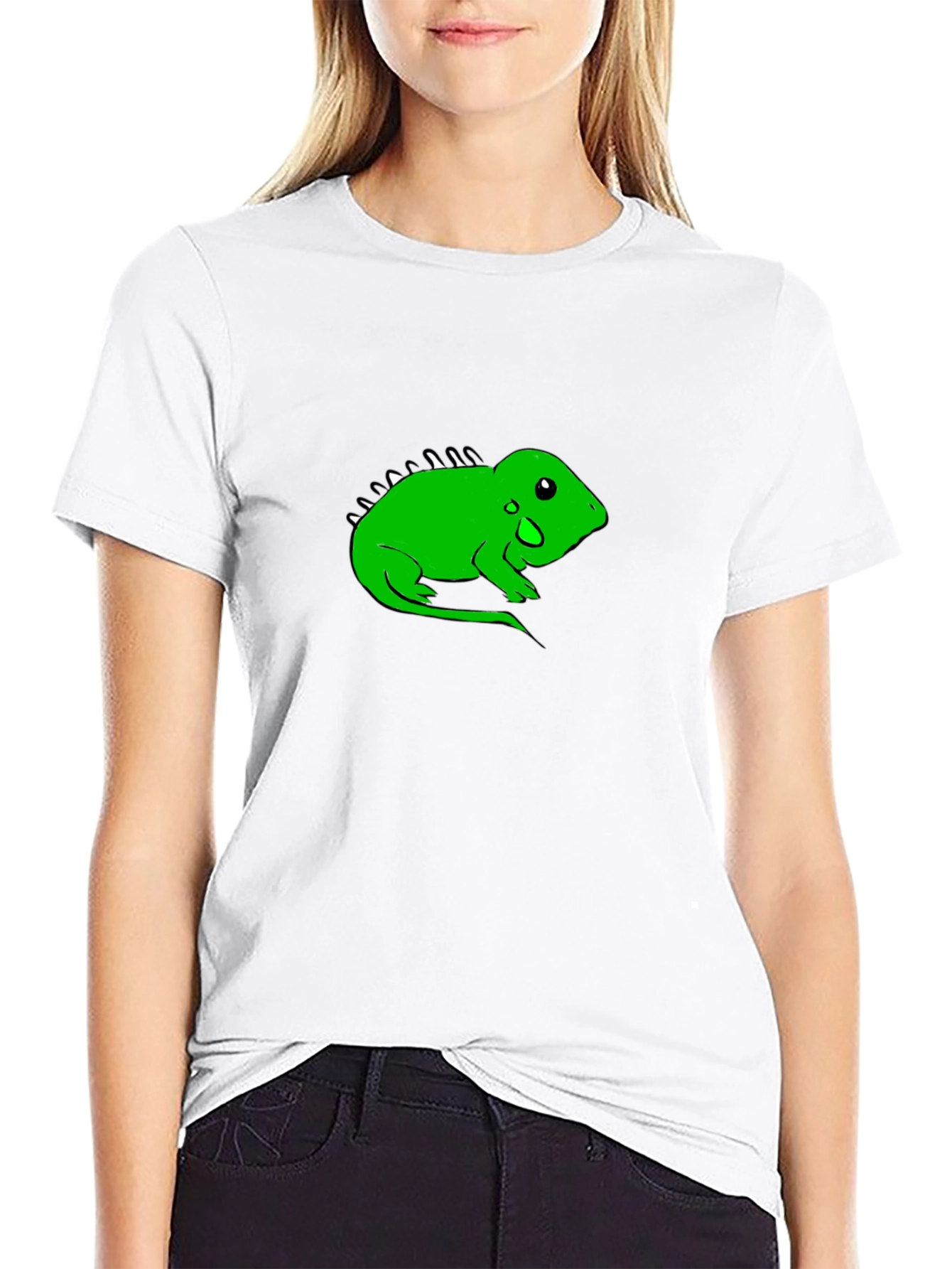 Black T-Shirt with Green Lizard Graphic