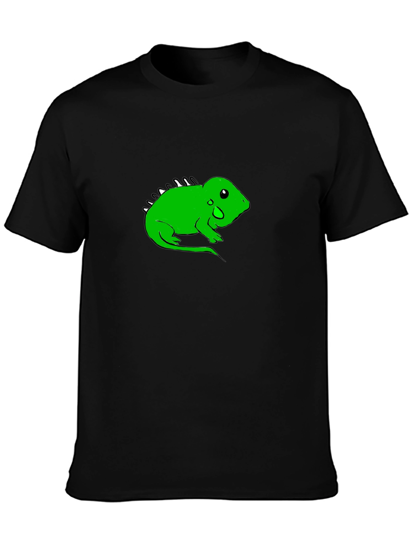 Black T-Shirt with Green Lizard Graphic
