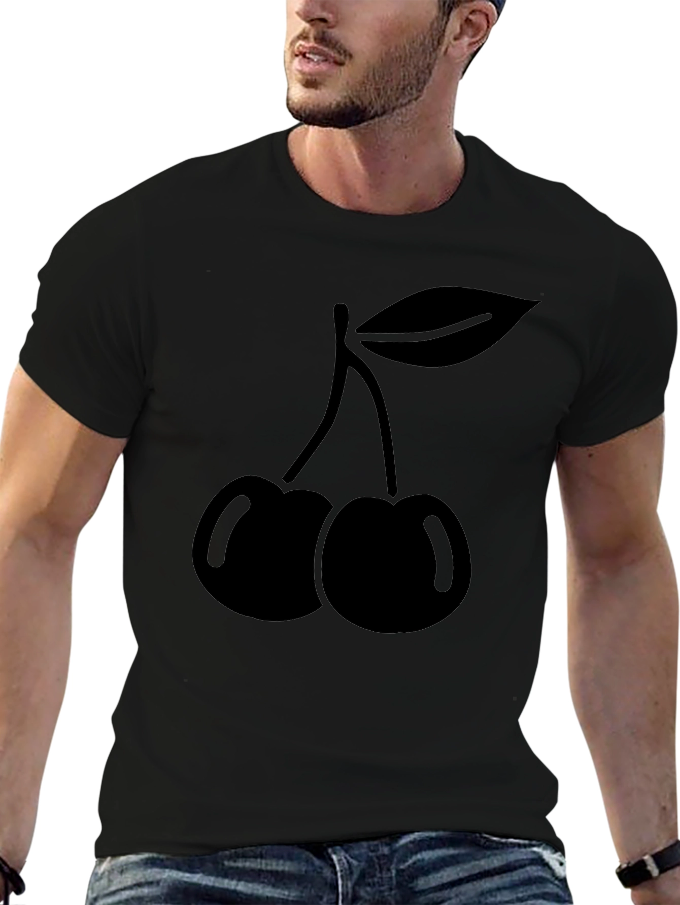 Mens Black Cherry Graphic Tee - Casual Style
