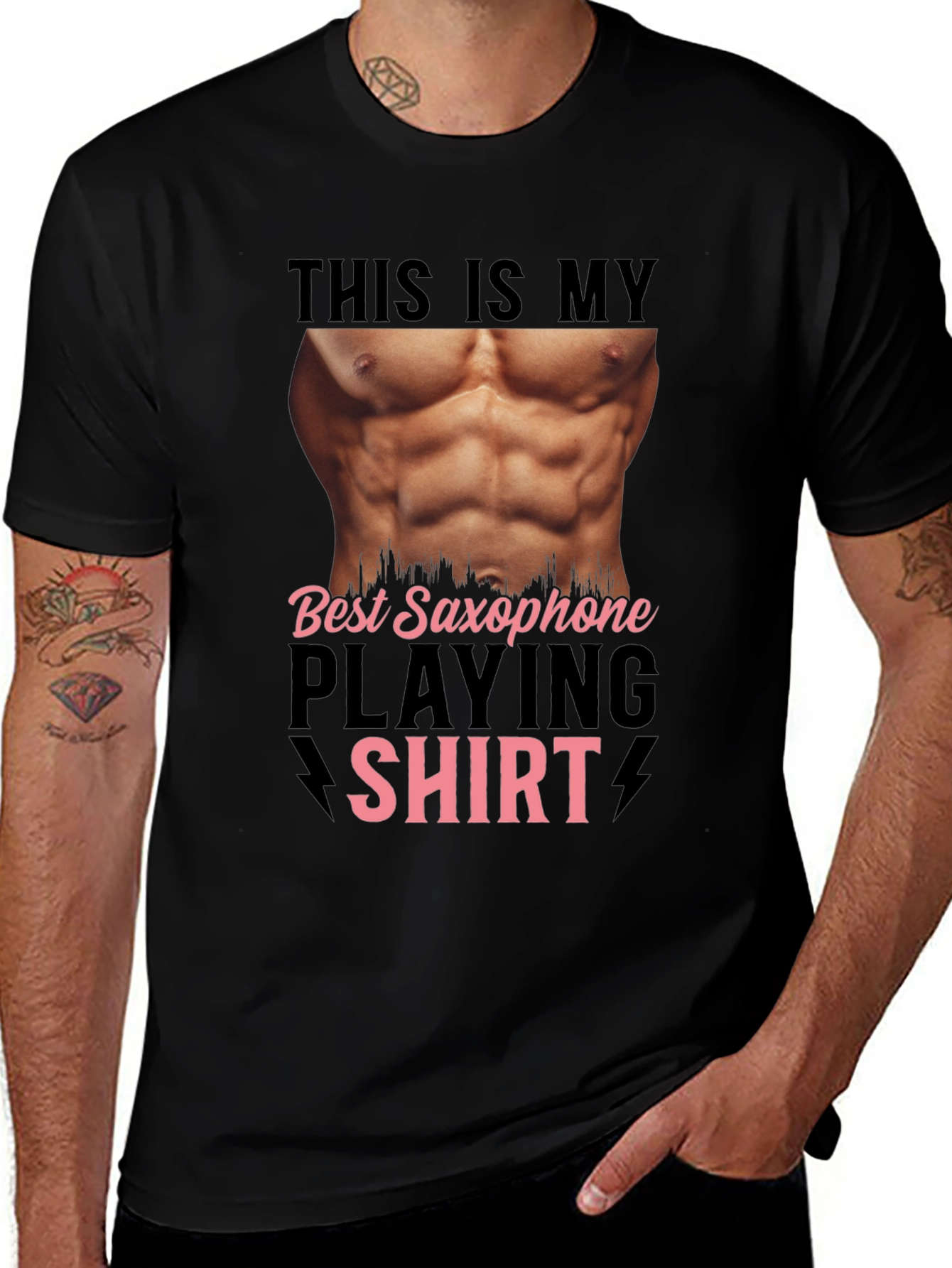 Funny Saxophone Player Shirt - Abs Print Tee