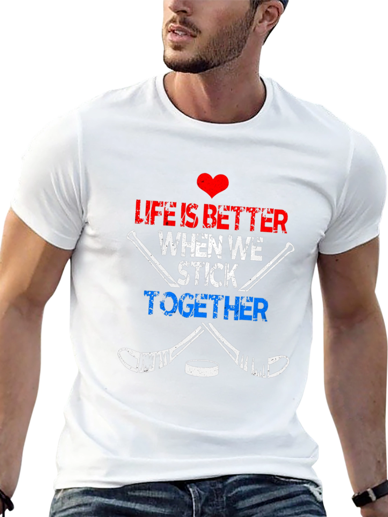 Hockey Lovers Graphic T-Shirt - Stick Together Tee
