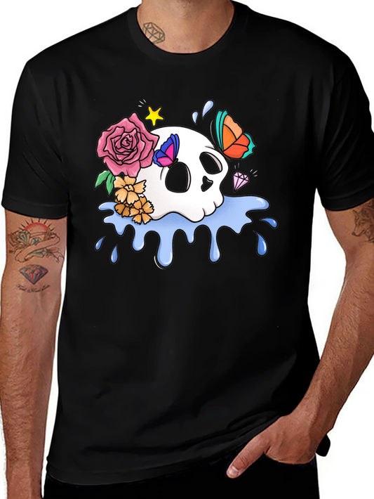 Skull & Floral Graphic T-Shirt