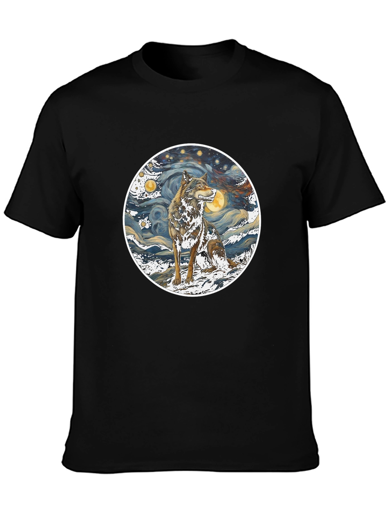 Wolf Starry Night Graphic Tee