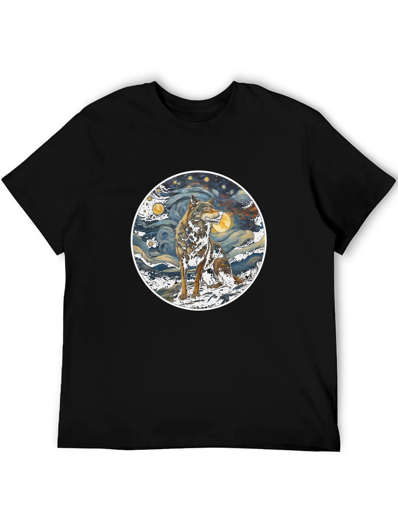 Wolf Starry Night Graphic Tee