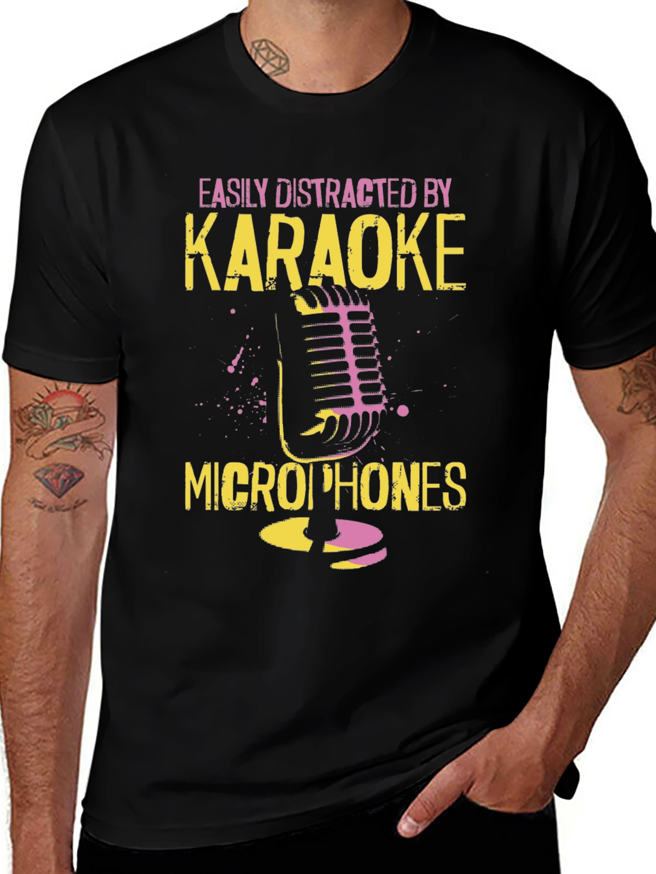 Karaoke Microphone T-Shirt - Distracted By Karaoke