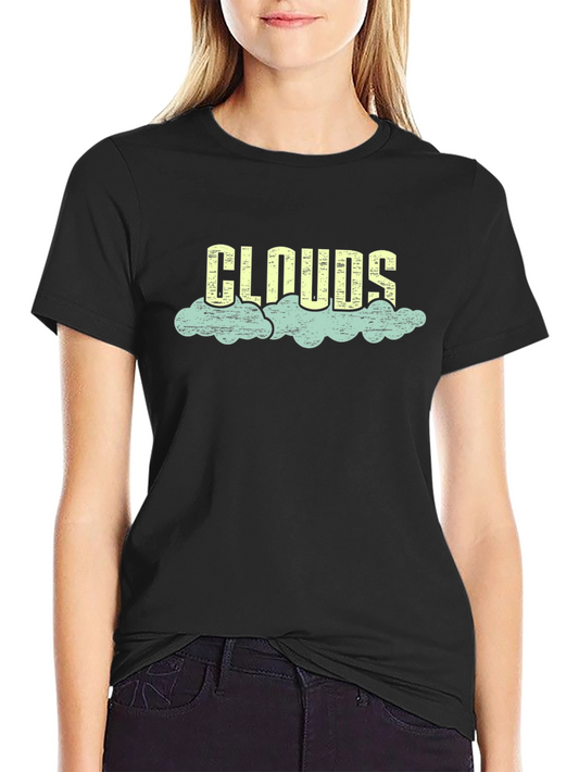 Clouds Graphic Tee - Black Cotton Blend