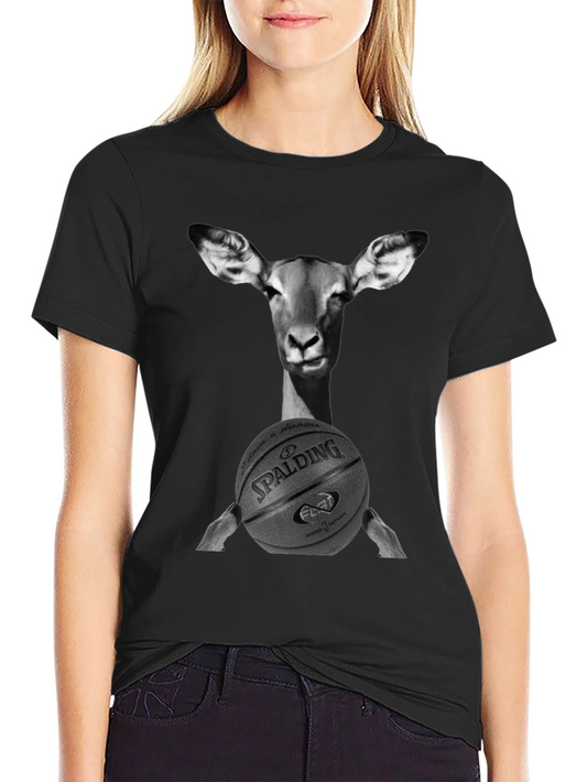 Deer Holding Basketball Graphic Tee