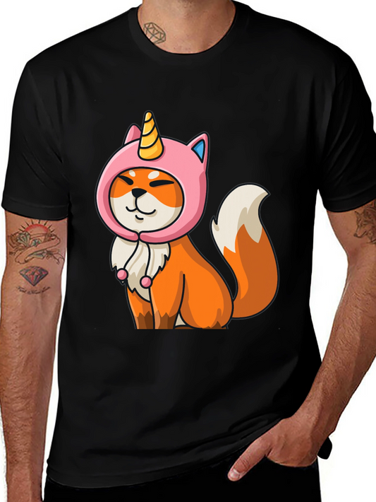 Unicorn Fox T-Shirt - Cute Cartoon Graphic Tee