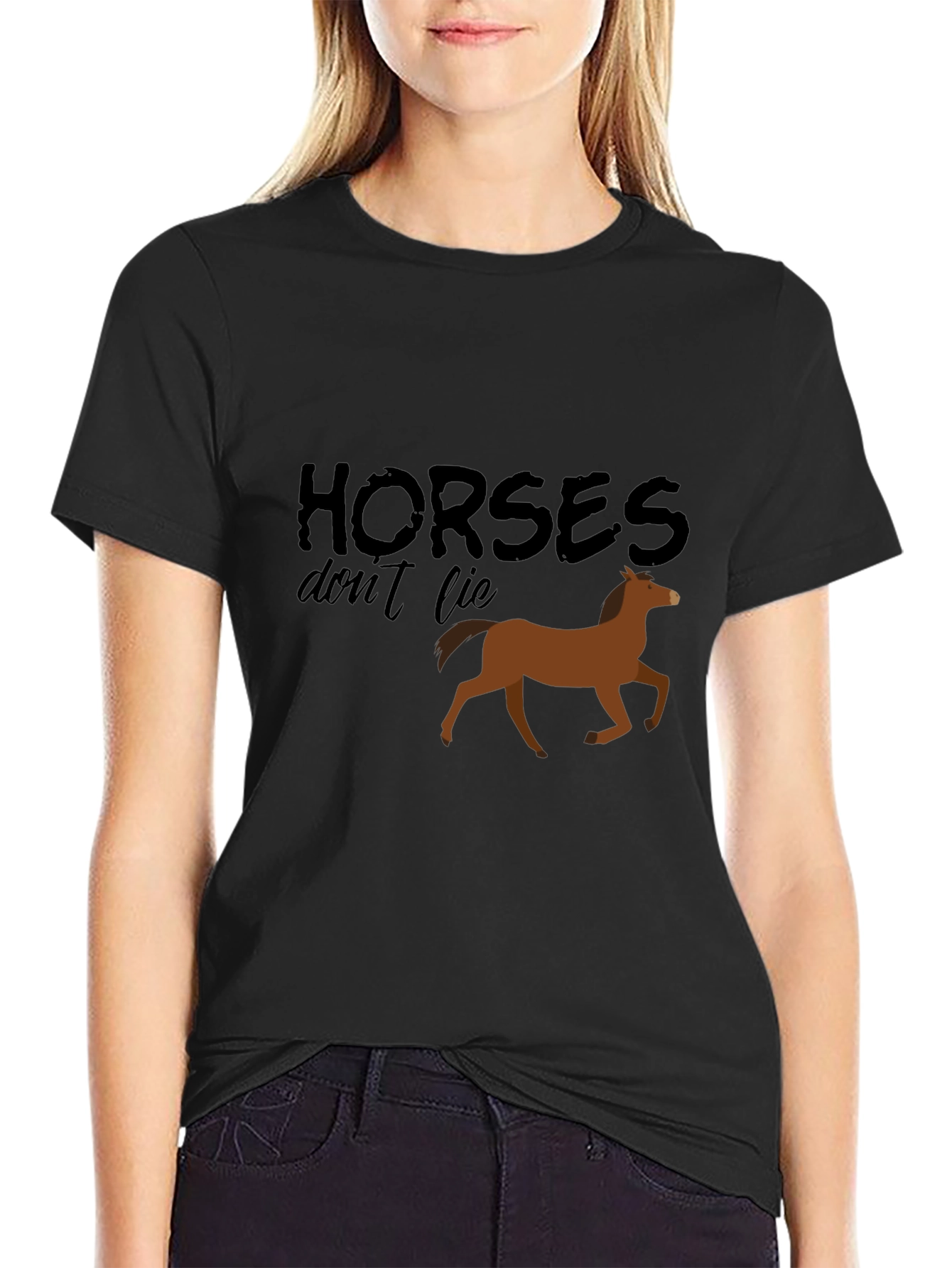 Horses Dont Lie Black Graphic Tee