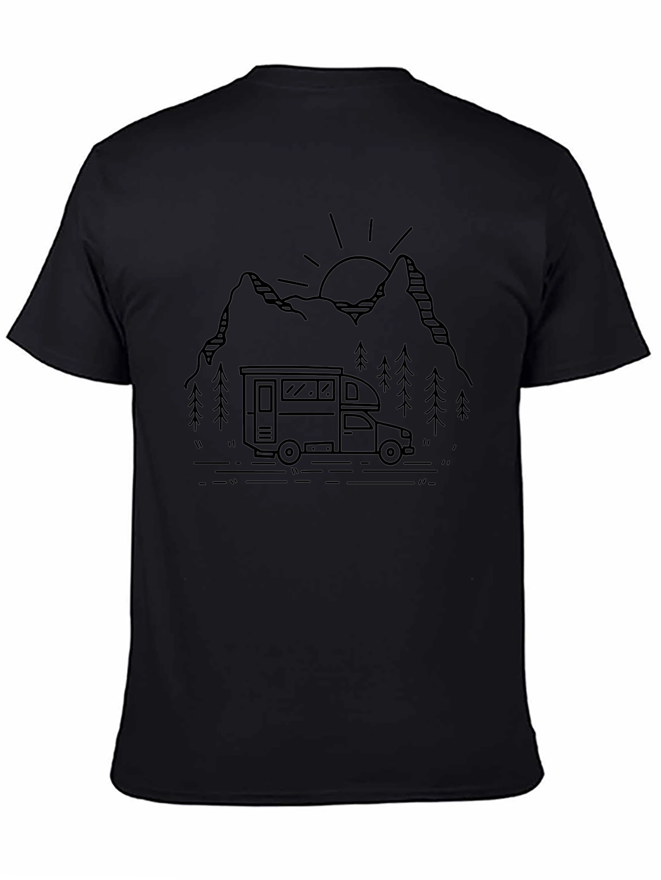 Camper Van Mountain Graphic Tee - Black