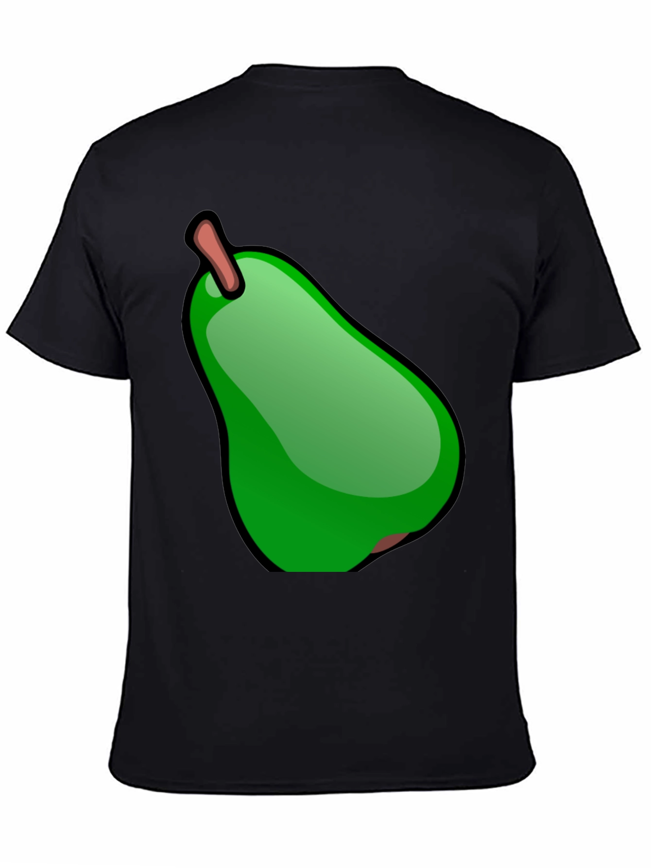 Green Pear Graphic Black T-Shirt