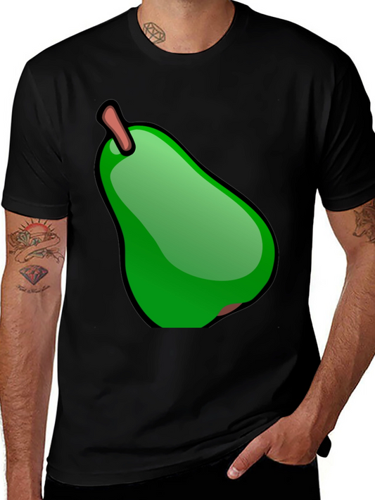 Green Pear Graphic Black T-Shirt