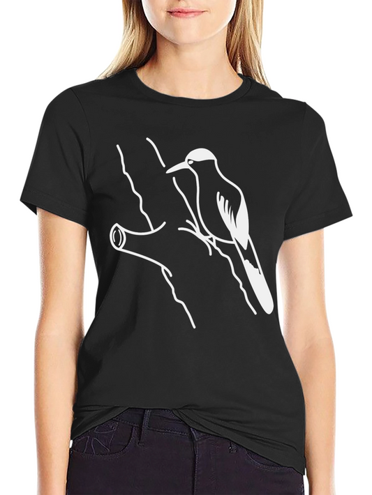 Bird on Branch Graphic Tee - Classic Black Cotton T-Shirt
