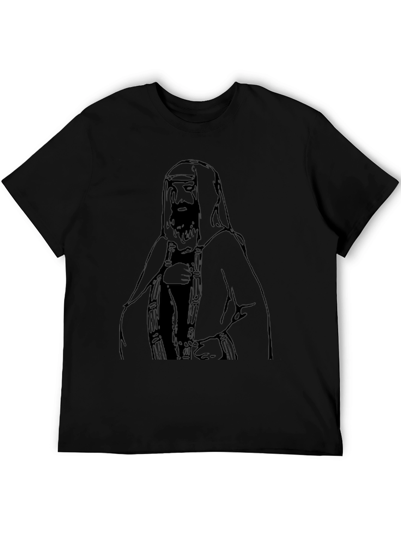 Black T-Shirt with Middle Eastern Man Graphic