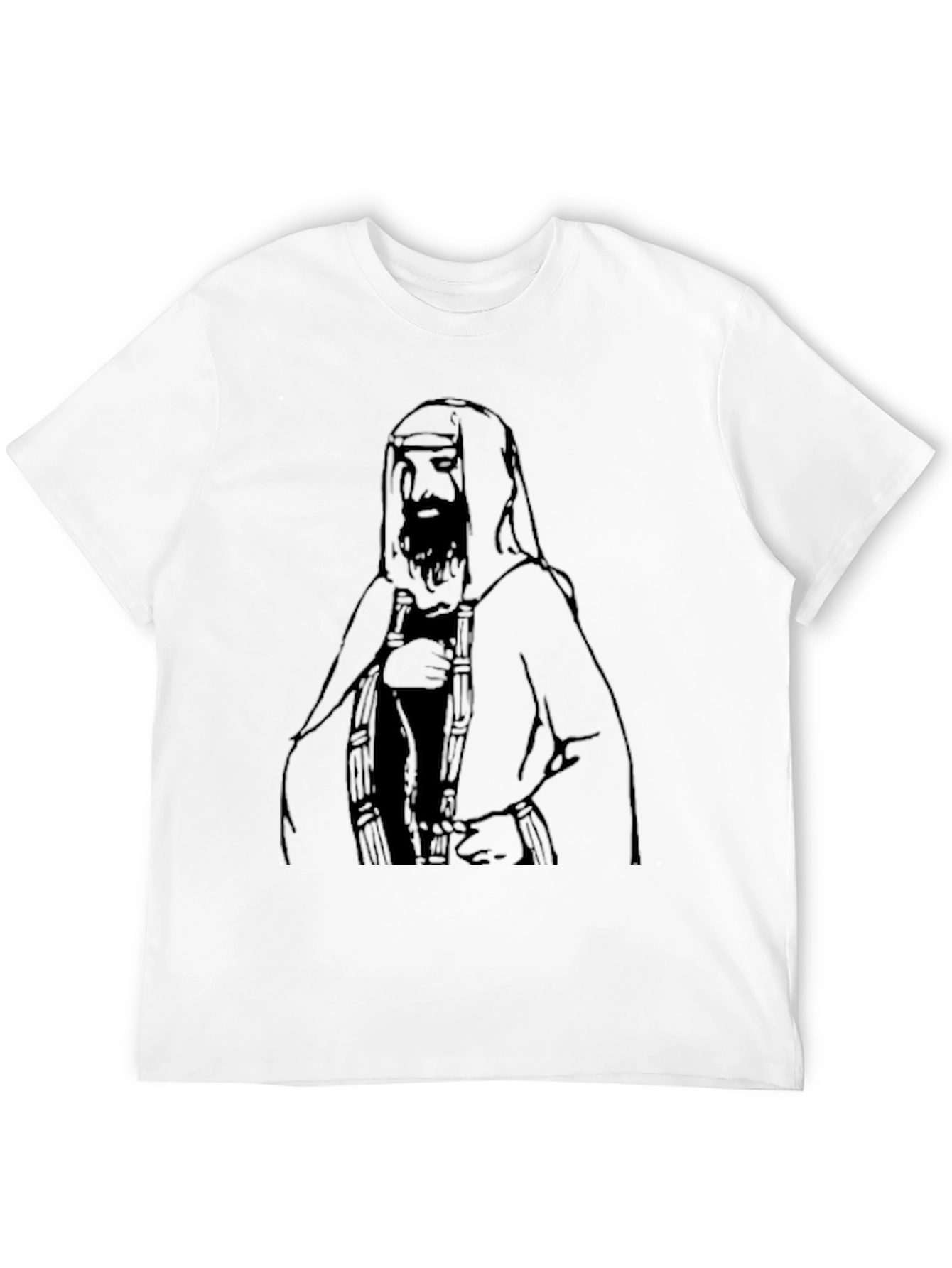 Black T-Shirt with Middle Eastern Man Graphic