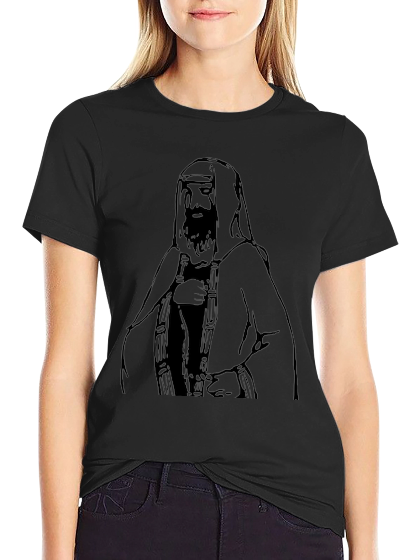 Black T-Shirt with Middle Eastern Man Graphic
