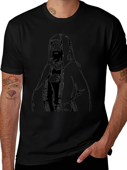 Black T-Shirt with Middle Eastern Man Graphic