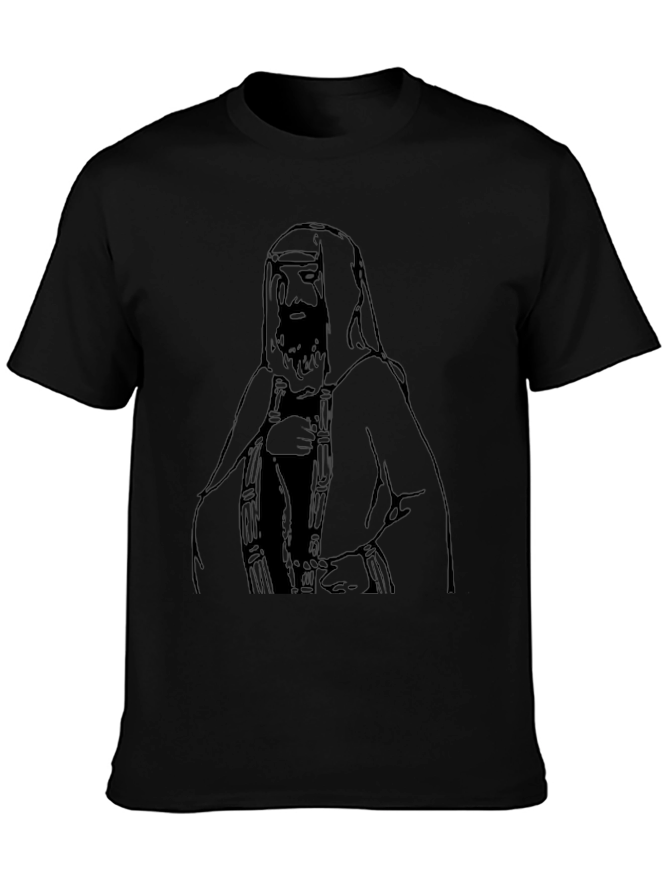 Black T-Shirt with Middle Eastern Man Graphic