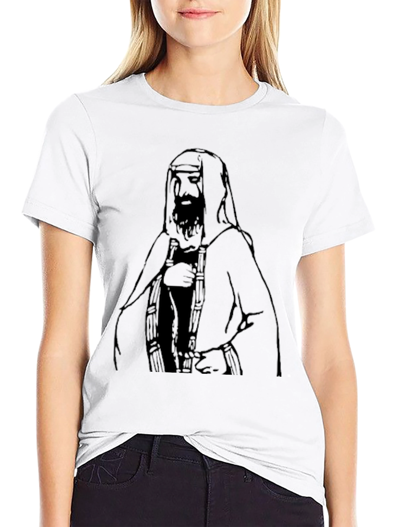 Black T-Shirt with Middle Eastern Man Graphic