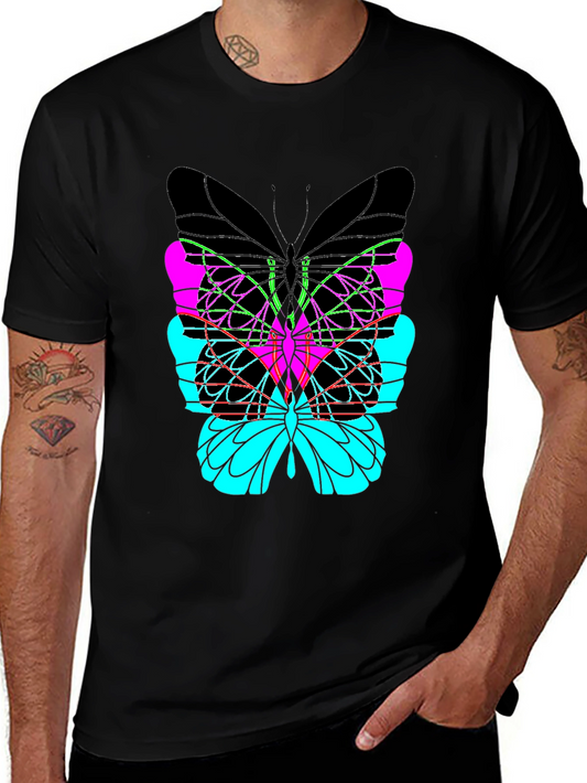 Abstract Butterfly Graphic Black T-Shirt