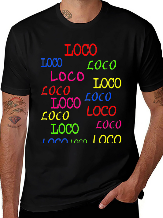 Colorful Loco Print Black T-Shirt