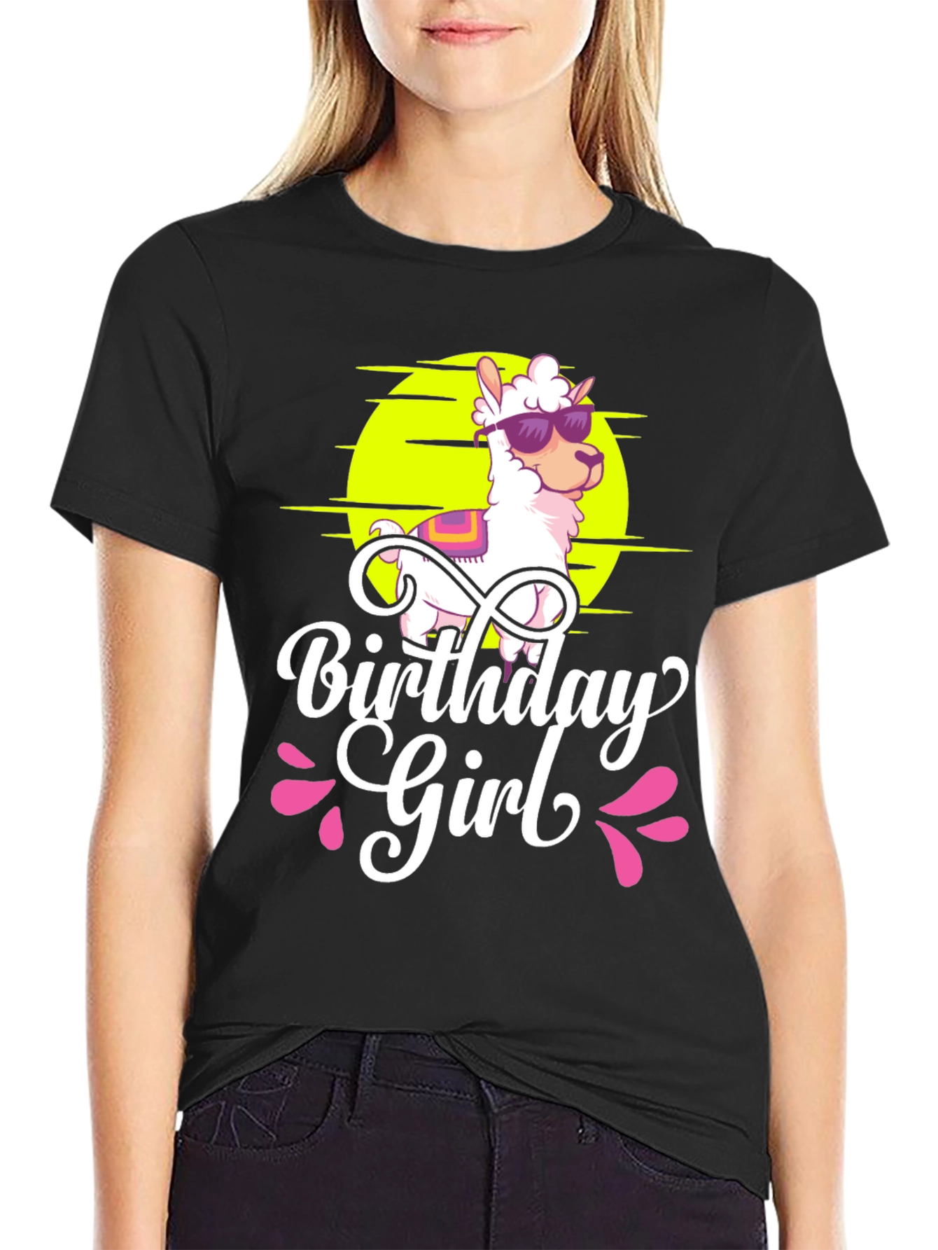 Birthday Girl Llama Graphic T-Shirt