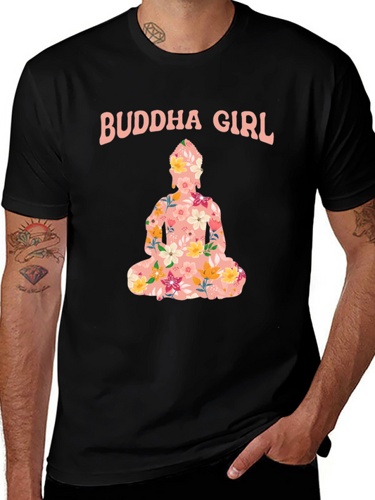 Buddha Girl Floral Graphic T-Shirt